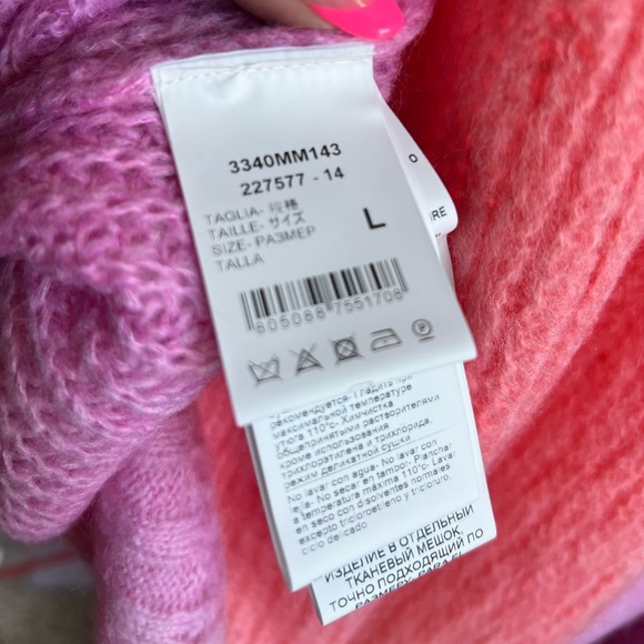 NEW MSGM Gradient Mohair Tie Dye Button Down Cardigan Oversized Sweater L - Picture 10 of 14